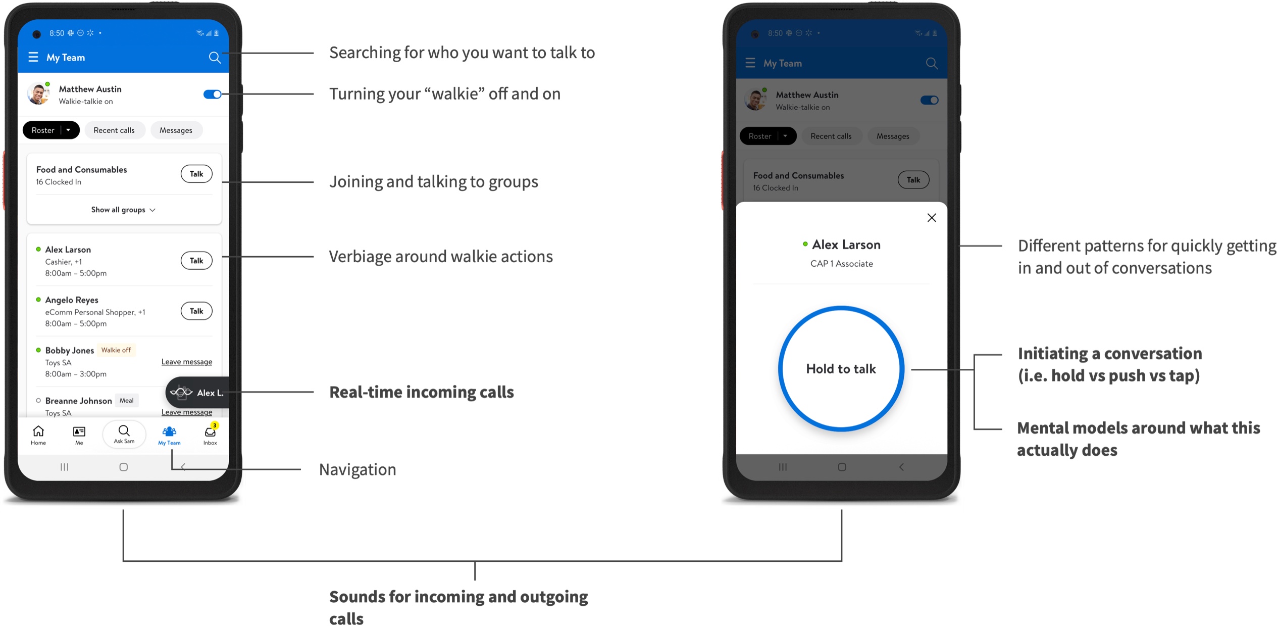 List of complex features to for Walkie Talkie messaging